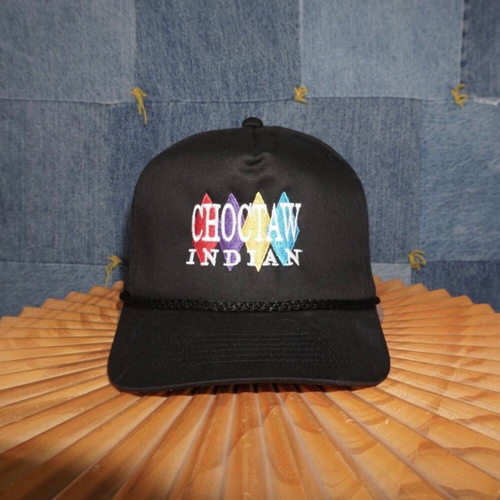 OSFA -Vintage Y2K Choctaw Indian embroider spellout rope hat